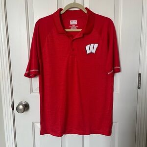 Box Seat Clothing Mens Wisconsin Badgers Logo Polo Shirt, Red, Medium, Fan